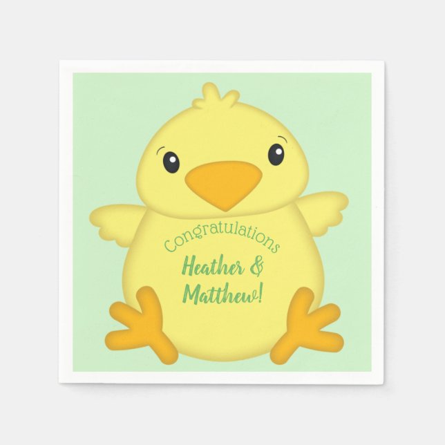 Chick Baby Shower Green Napkins (Front)