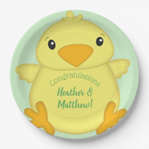 Chick Baby Shower Green Paper Plates