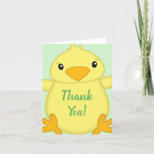 Chick Baby Shower Green Thank You Card