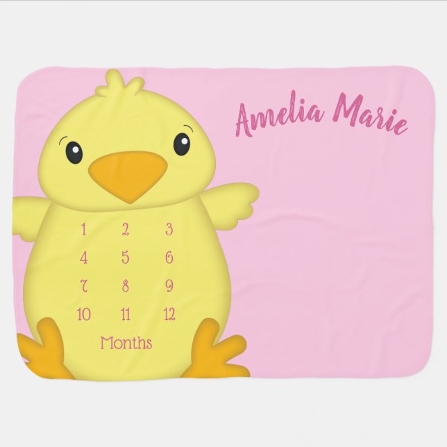 Chick Baby Shower Pink Blanket (Horizontal)
