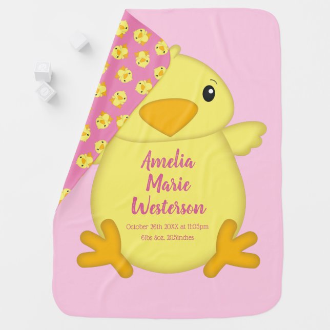 Chick Baby Shower Pink Blanket (In Situ)