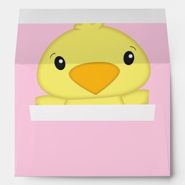 Chick Baby Shower Pink Envelope (Back (Bottom))