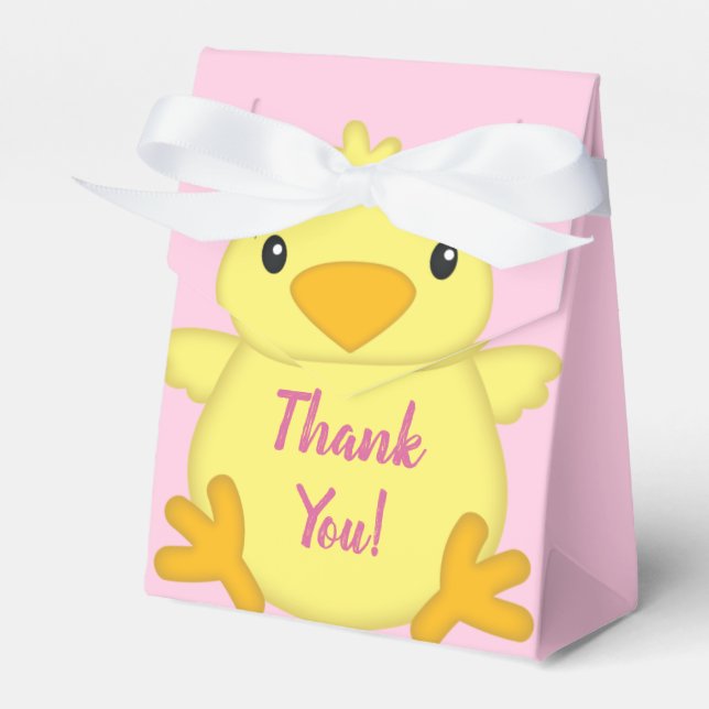 Chick Baby Shower Pink Favor Boxes (Front Side)