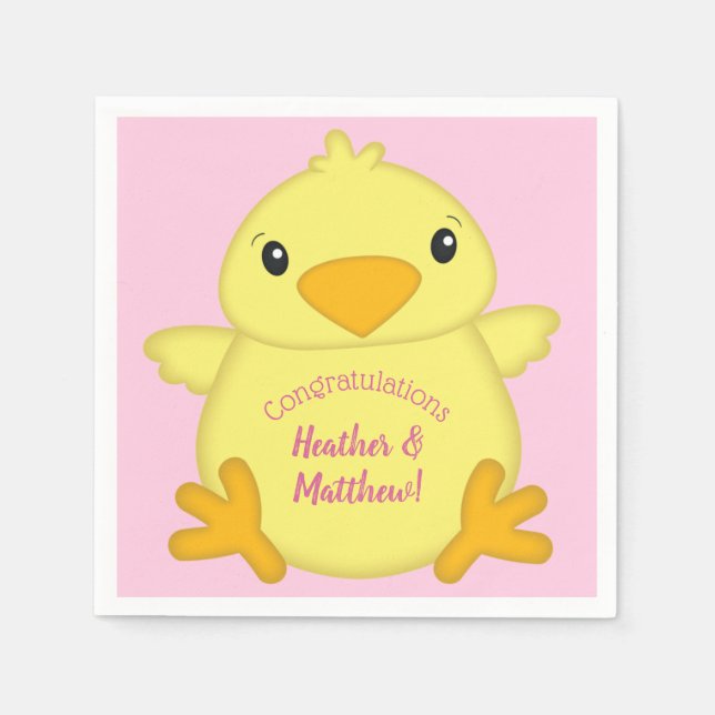 Chick Baby Shower Pink Napkins (Front)