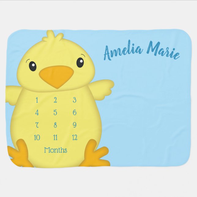 Chick Baby Shower Spring Blue Blanket (Horizontal)