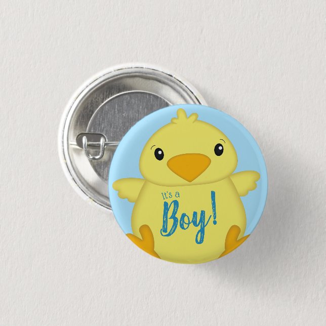 Chick Baby Shower Spring Blue Button (Front & Back)