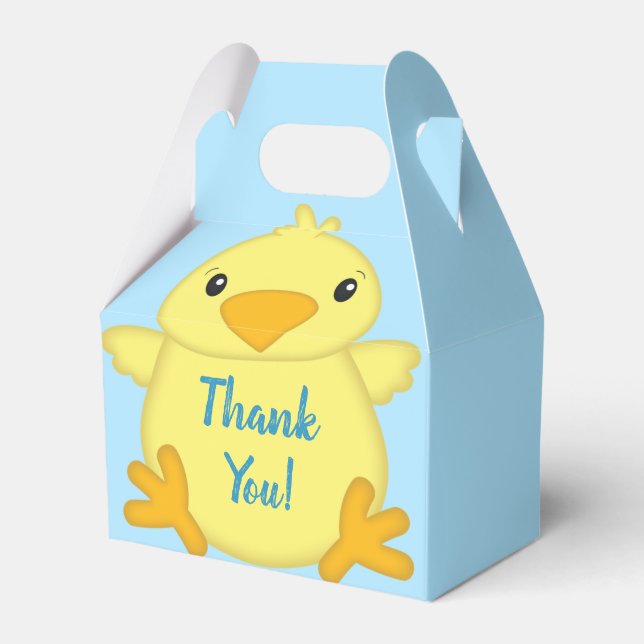 Chick Baby Shower Spring Blue Favor Boxes (Front Side)