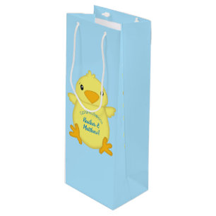 Chick Baby Shower Spring Blue Wine Gift Bag