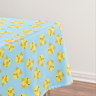 Chick Birthday Party Blue Tablecloth