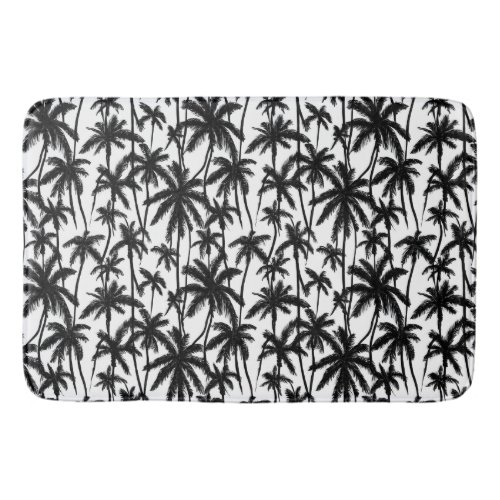 Chick Black  White Palm Tree Pattern Bath Mat