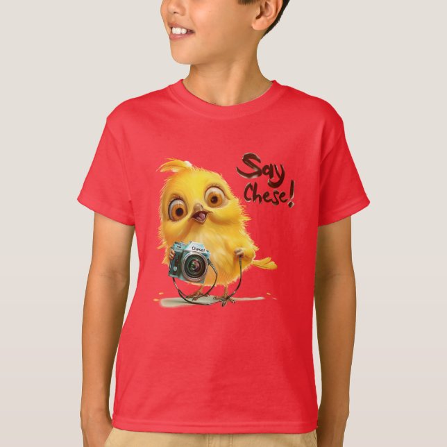 Chick Camera "Say  Cheese" T-Shirt (Front)