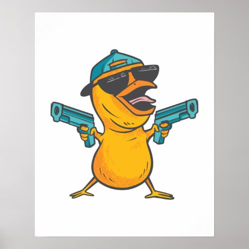 CHICK CARTOON WITH GUNS POSTER