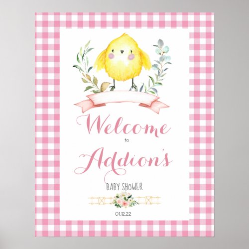 chick chicken baby shower welcome poster