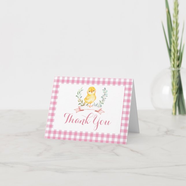 chick chicken baby shower welcome poster thank you card (Front)