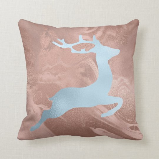 Chick Copper Rose Gold Christmas reindeer pattern Throw Pillow