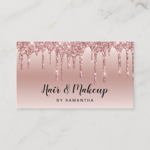 Chick copper rose gold glitter drips hair  makeup business card