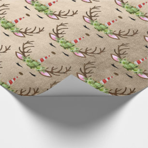Chick copper rose gold unicorn reindeer pattern wrapping paper