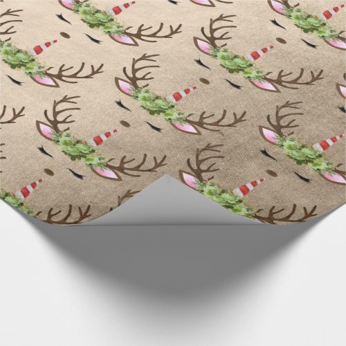 Chick copper rose gold unicorn reindeer pattern wrapping paper