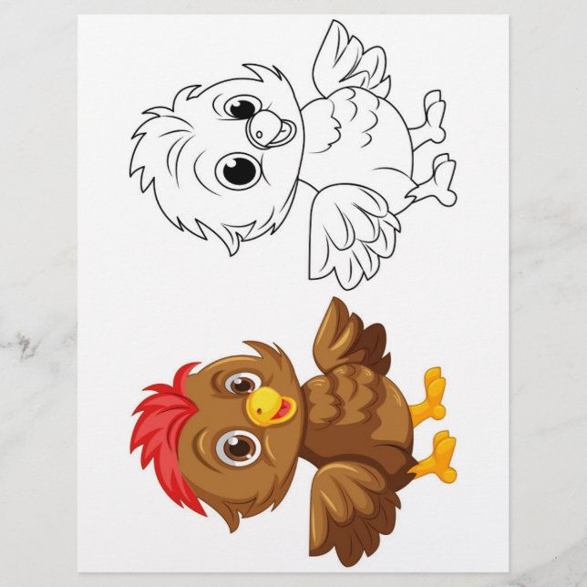 Chick doodle coloring page (Front)