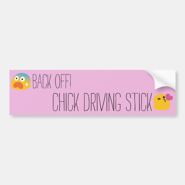 Chick Driving Stick Bumper Sticker (Front)
