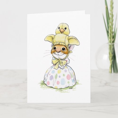 Chick Easter Bonnet Mouse Card