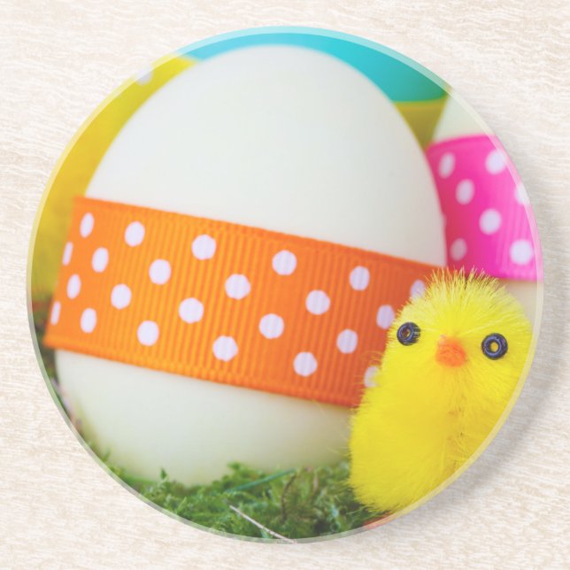 chick easter egg hunt drink coaster (Front)