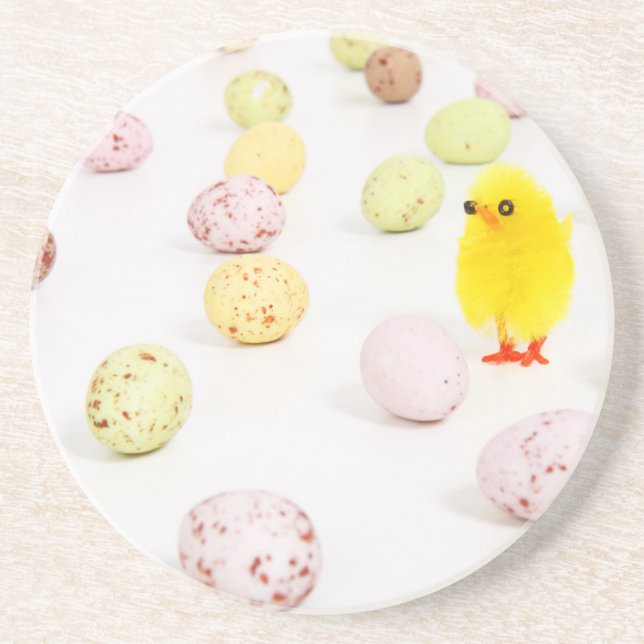 chick eggs easter sandstone coaster (Front)