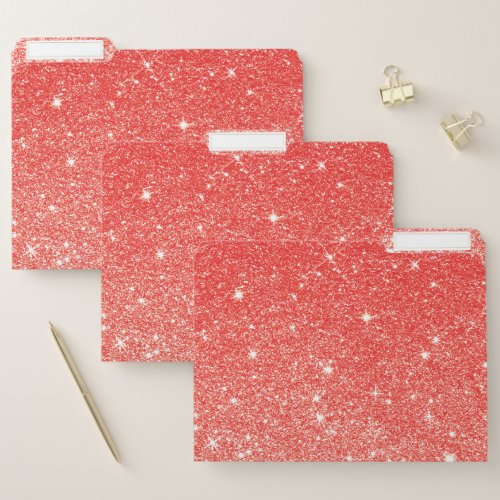 Chick Faux Red Ombre Glitter Luxury Glam File Folder