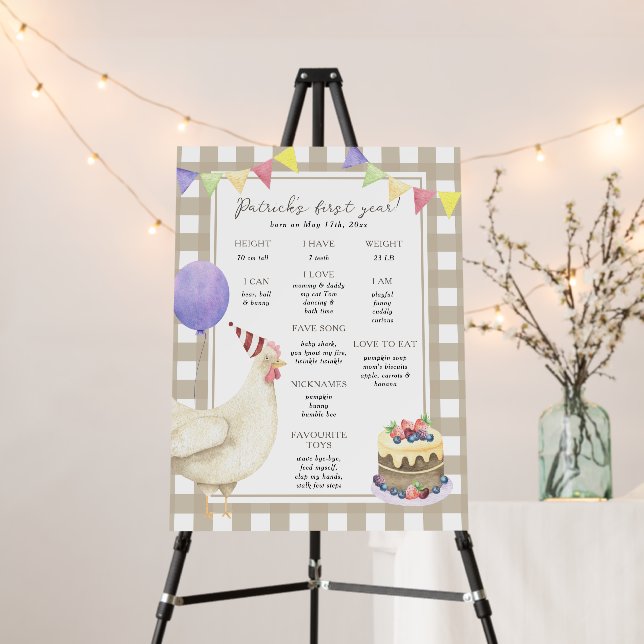 Chick First Birthday Milestone Birthday Foam Board (In Situ (Stand))