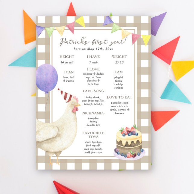 Chick First Birthday Milestone Birthday Poster (Creator Uploaded)
