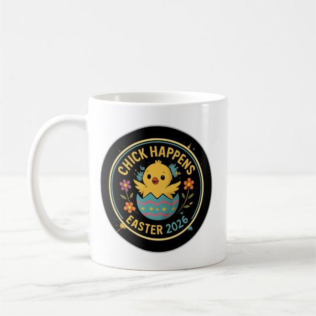 Chick Happens – Easter 2026 Badge Design Coffee Mug (Left)