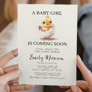 Chick Hatching From Egg Baby Shower  Invitation