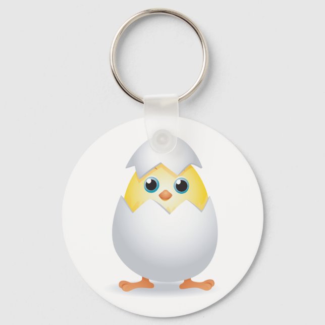 Chick Hatching Yellow Chicken Keychain (Front)