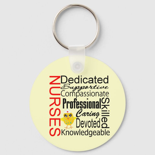 Chick Humor - Nurses Recognition Collage Keychain (Front)