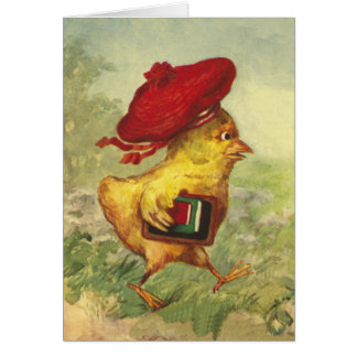 Chick In a Red Beret Goes Back to School Cards
