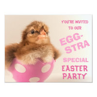 Chick in Egg Eggstra Special Easter Party Card