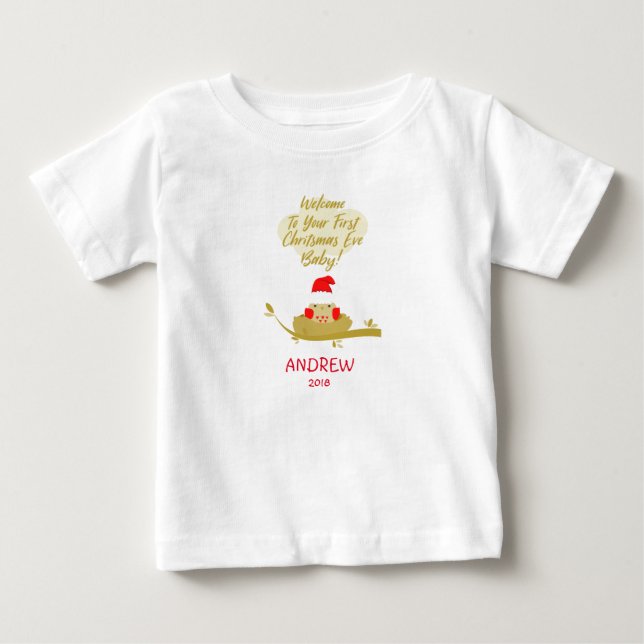 Chick in Nest First Christmas Baby T-Shirt (Front)