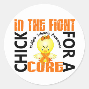 Chick In The Fight Multiple Sclerosis MS Classic Round Sticker