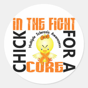 Chick In The Fight Multiple Sclerosis MS Classic Round Sticker