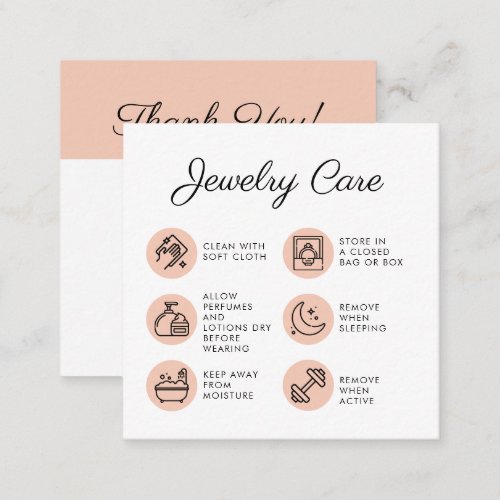 Chick Jewelry Care Instructions Business Thank You Enclosure Card