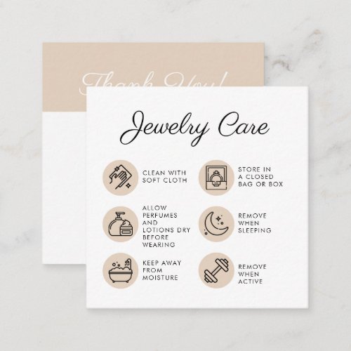 Chick Jewelry Care Instructions Business Thank You Enclosure Card