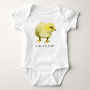 Chick Magnet Funny Cute Pun Baby Chicken Baby Bodysuit