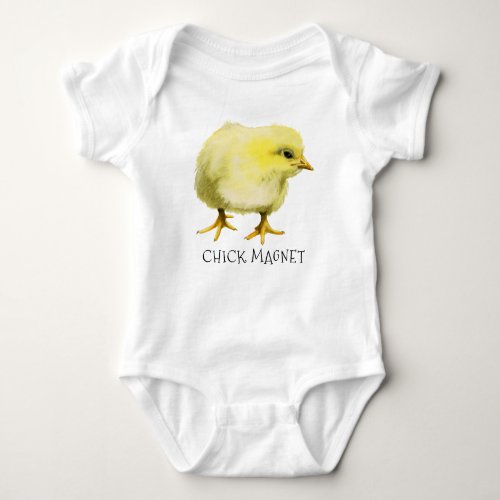 Chick Magnet  Funny Cute Pun Baby Chicken Baby Bodysuit