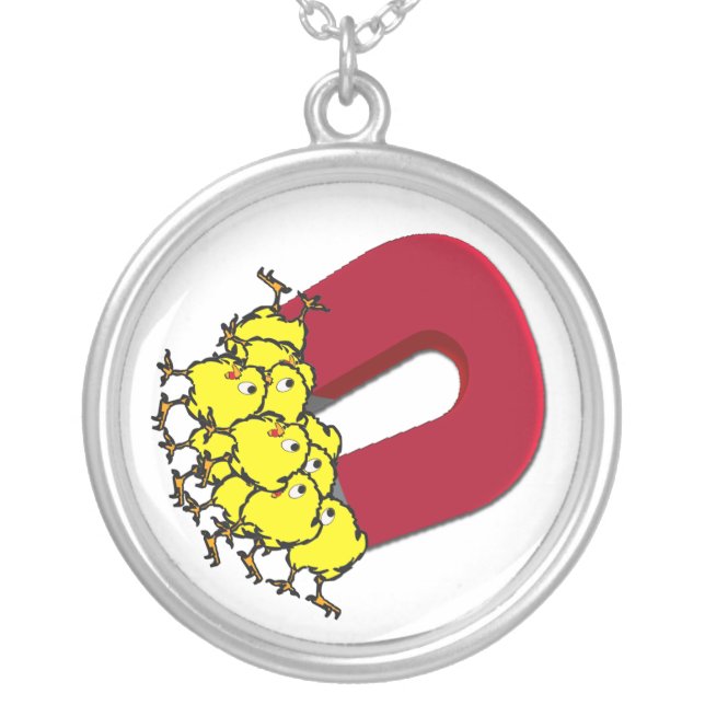 Chick Magnet Silver Plated Necklace (Front)