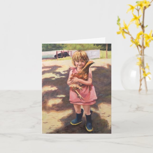 Chick ‘n Boots Card (Yellow Flower)