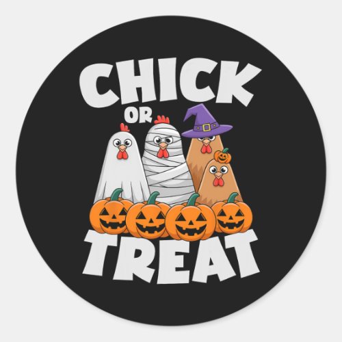 Chick Or Treat Apparel Halloween Funny Chicken Mat Classic Round Sticker
