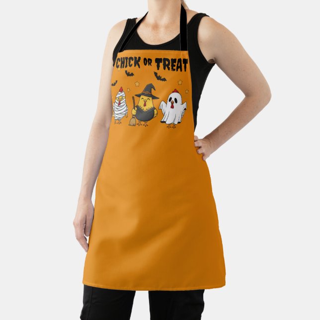 Chick or Treat Funny Chickens Halloween Apron (Insitu)