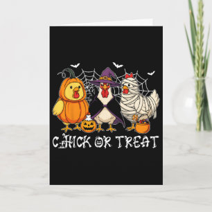 Chick Or Treat Funny Halloween Pumpkin Ghost Spook Card