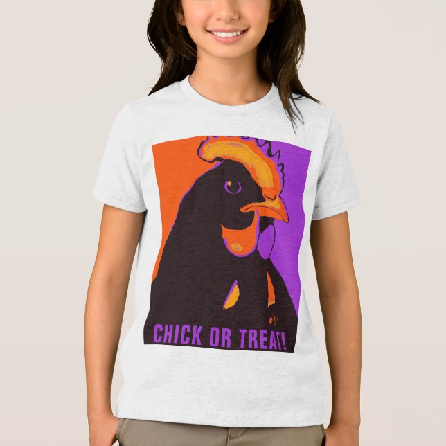 Chick or Treat Halloween Pop Art Chicken Tshirt (Front)