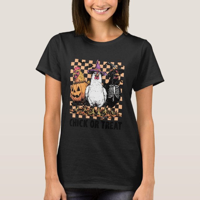 Chick Or Treat Halloween Witch Spooky Chicken Men  T-Shirt (Front)